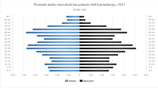 Piramida wieku powiatu bełchatowskiego