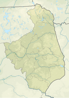 Mapa konturowa województwa podlaskiego, u góry znajduje się punkt z opisem „Suwalski Park Krajobrazowy”