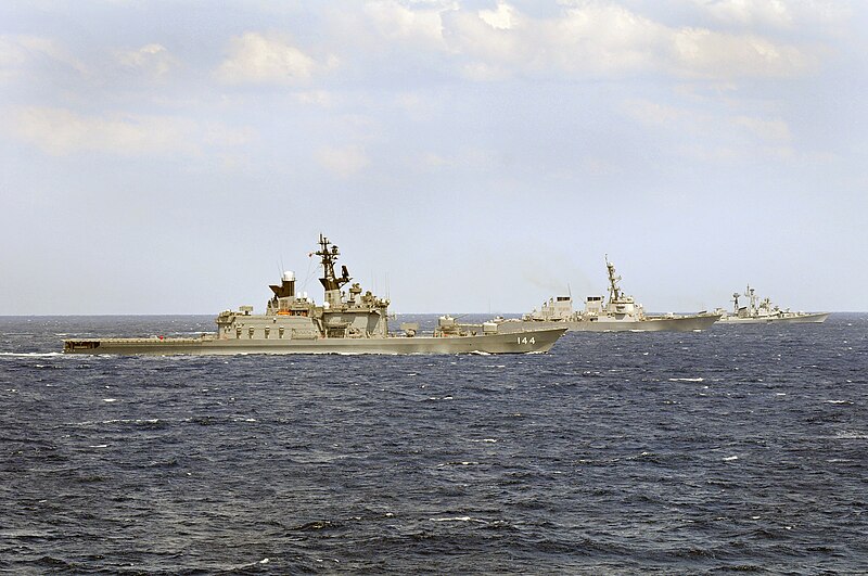 File:US Navy 090430-N-7280V-336 The Japan Maritime Self-Defense Force destroyer JDS Kurama (DDH 144), left, the guided-missile destroyer USS Fitzgerald (DDG 62), and the Indian Navy guided-missile destroyer INS Ranvir (DDG 54) take.jpg