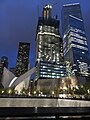 The PATH Station, 3, and 4 World Trade Center at night in May 2016