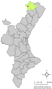 Localização do município de La Mata na Comunidade Valenciana