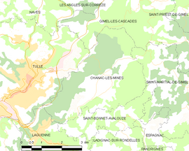 Mapa obce Chanac-les-Mines