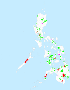 "Map of the Philippines showing its cities and municipalities"