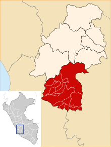 Location of the province Huaytará in Huancavelica.svg