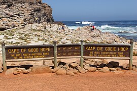 Panneau du cap de Bonne-Espérance en anglais et afrikaans.