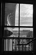 Window looking past the Franklin County Courthouse towards Chambersburg Heritage Center.JPG