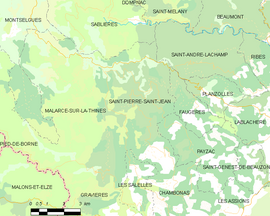 Mapa obce Saint-Pierre-Saint-Jean