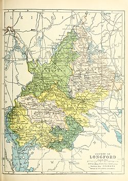 Baronies of County Longford. Ardagh is shaded yellow.