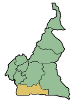 Localisation de la région du Sud (Cameroun).