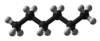 Ball and stick model of hexane