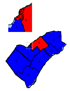 Map of the region's ridings in 1958. Colours show the result from the 1958 election Carleton Glengarry-Prescott Grenville-Dundas Lanark Leeds Ottawa East Ottawa West Russell Stormont