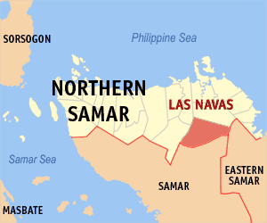 Mapa sa Amihanang Samar nga nagpakita kon asa nahimutang ang Las Navas