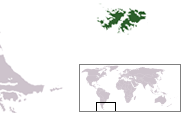 Amplasarea insulelor Falkland (verde închis)