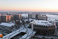 Blick über den Campus Nord: Rechts die Bibliothek, links: Das Gebäude „EF50“, Heimat diverser Human- und Geisteswissenschaftlicher Fakultäten