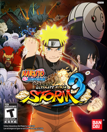 alt=Naruto Game character in a fighting pose, surrounded by enemies