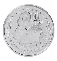 A swan depicted on an Irish commemorative coin in celebration of its EU presidency.