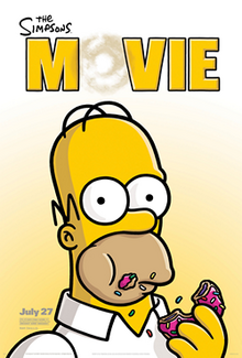 Film poster showing Homer Simpson eating a donut.
