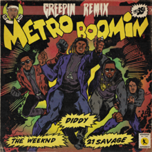 Cover art for the remix: the Weeknd, Diddy, 21 Savage, and Metro Boomin drawn in a comic art style