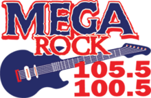 WMKX Mega Rock 105.5-100.5 logo.png