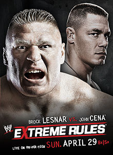 A masked man's (Kane) face is shown with a logo on the bottom left stating, "WWE Extreme Rules"