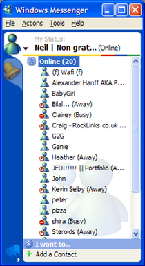 Windows XP中Windows Messenger的屏幕截图