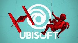 A swinging character from the Star Wars: Outlaws game and a Starfighter spacecraft set against a blue background with the Ubisoft logo