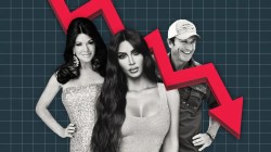 Kim Kardashian, Lisa Vanderpump, and Jeff Probst with a downward line graph 