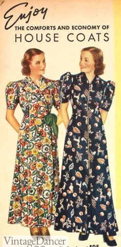 1930s Housecoats Wrap and zipper housecoats 1930s