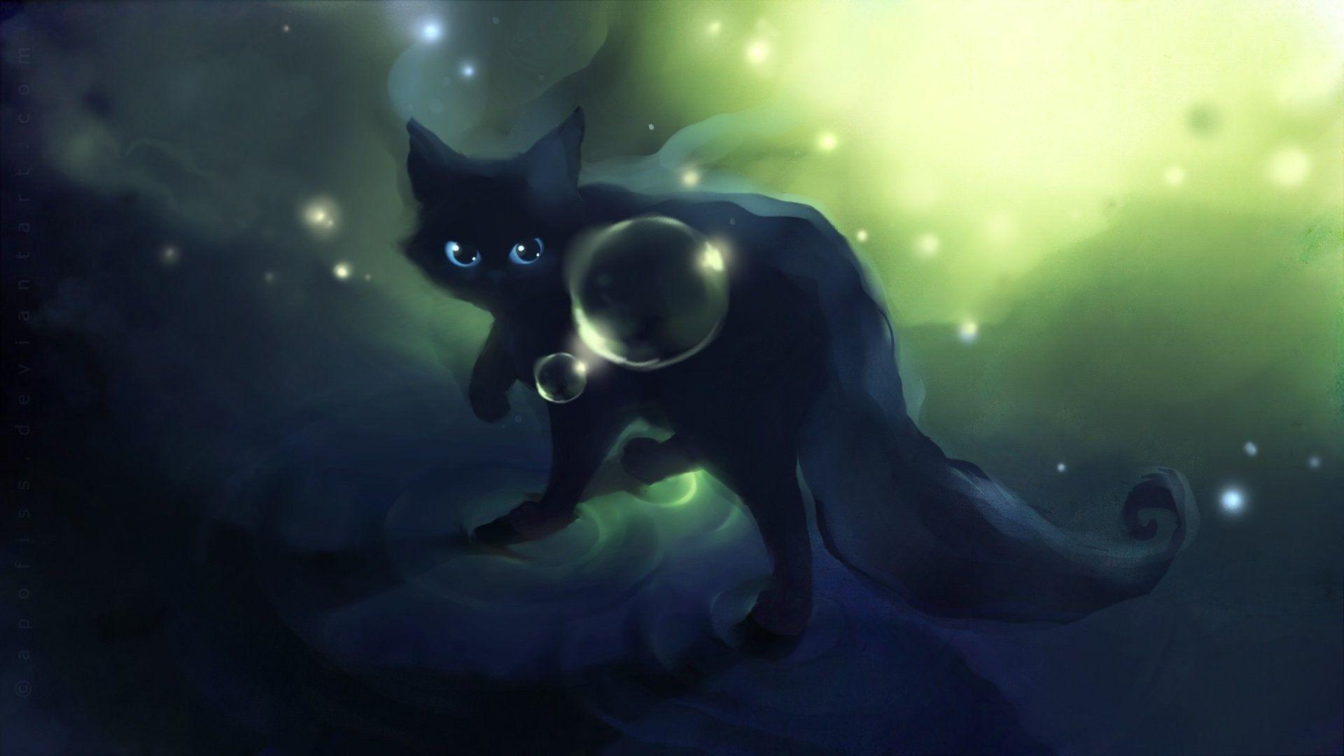 Cute Black Cat Anime Wallpapers  Top Free Cute Black Cat Anime Backgrounds   WallpaperAccess