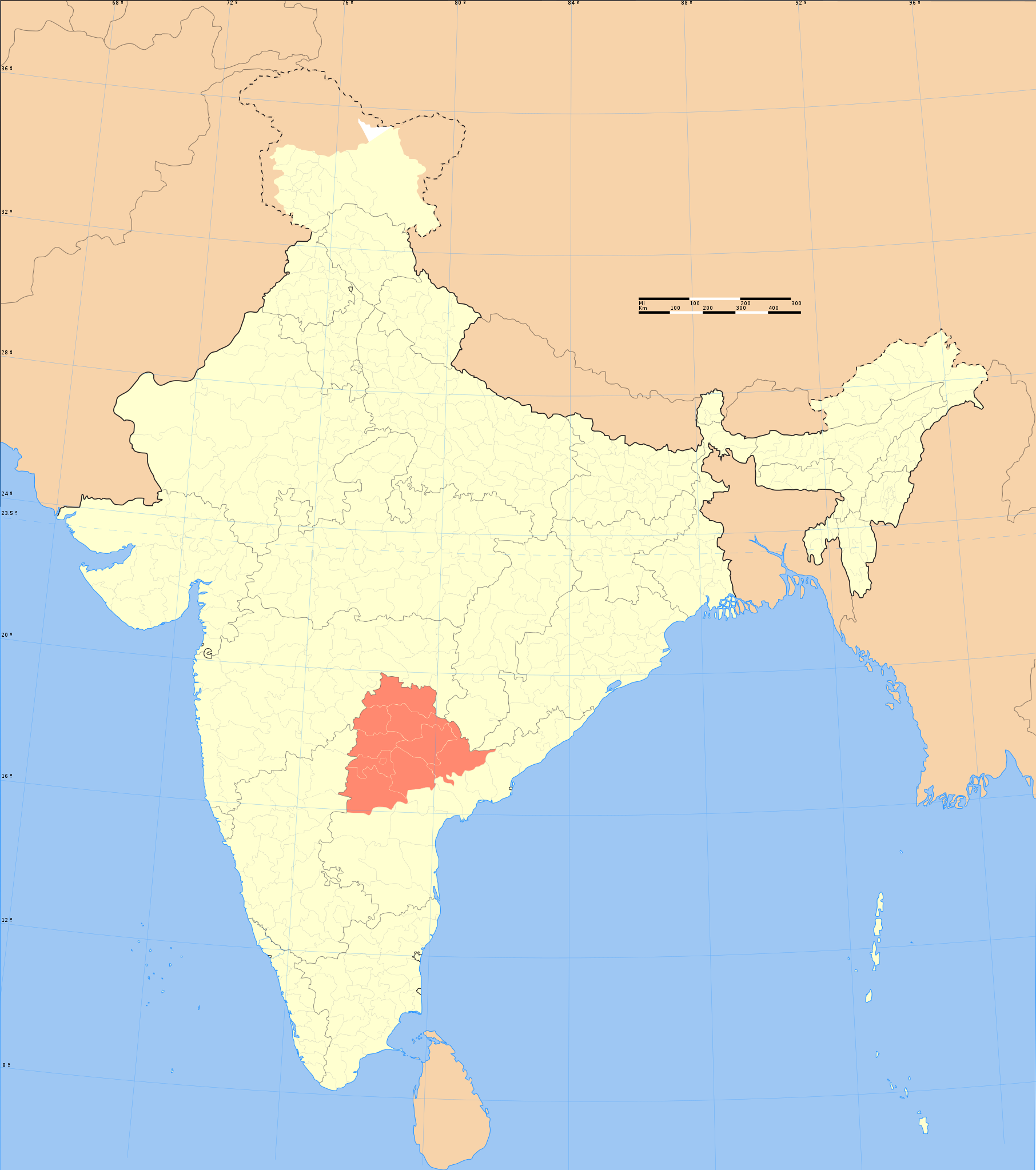 India Political Map With Telangana