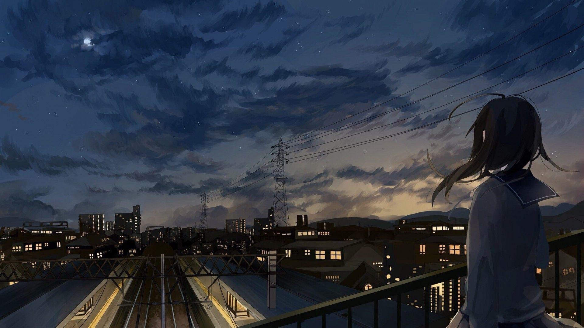 Anime City Background Night