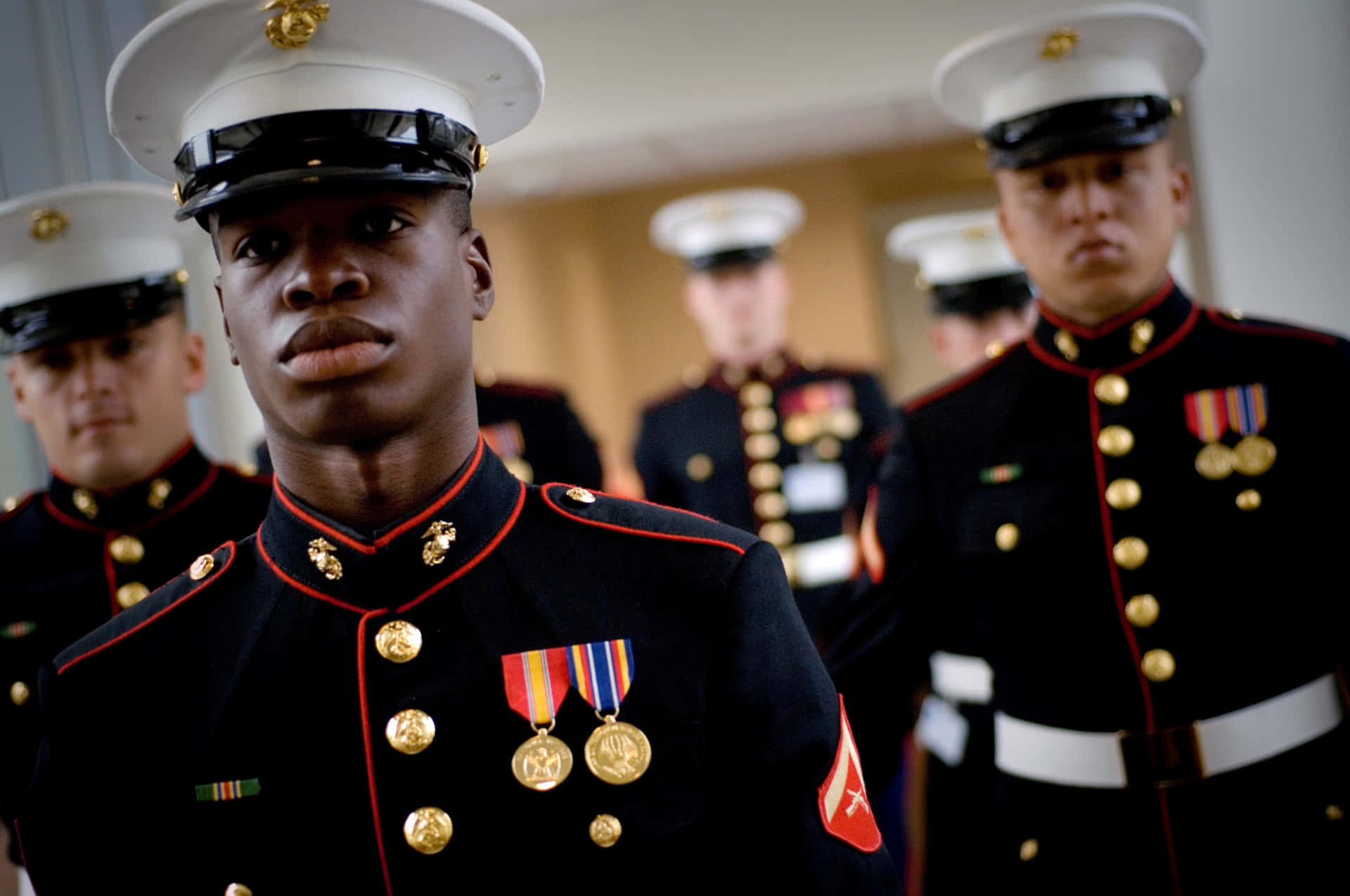 A Group Of Marines In Uniform Wallpaper