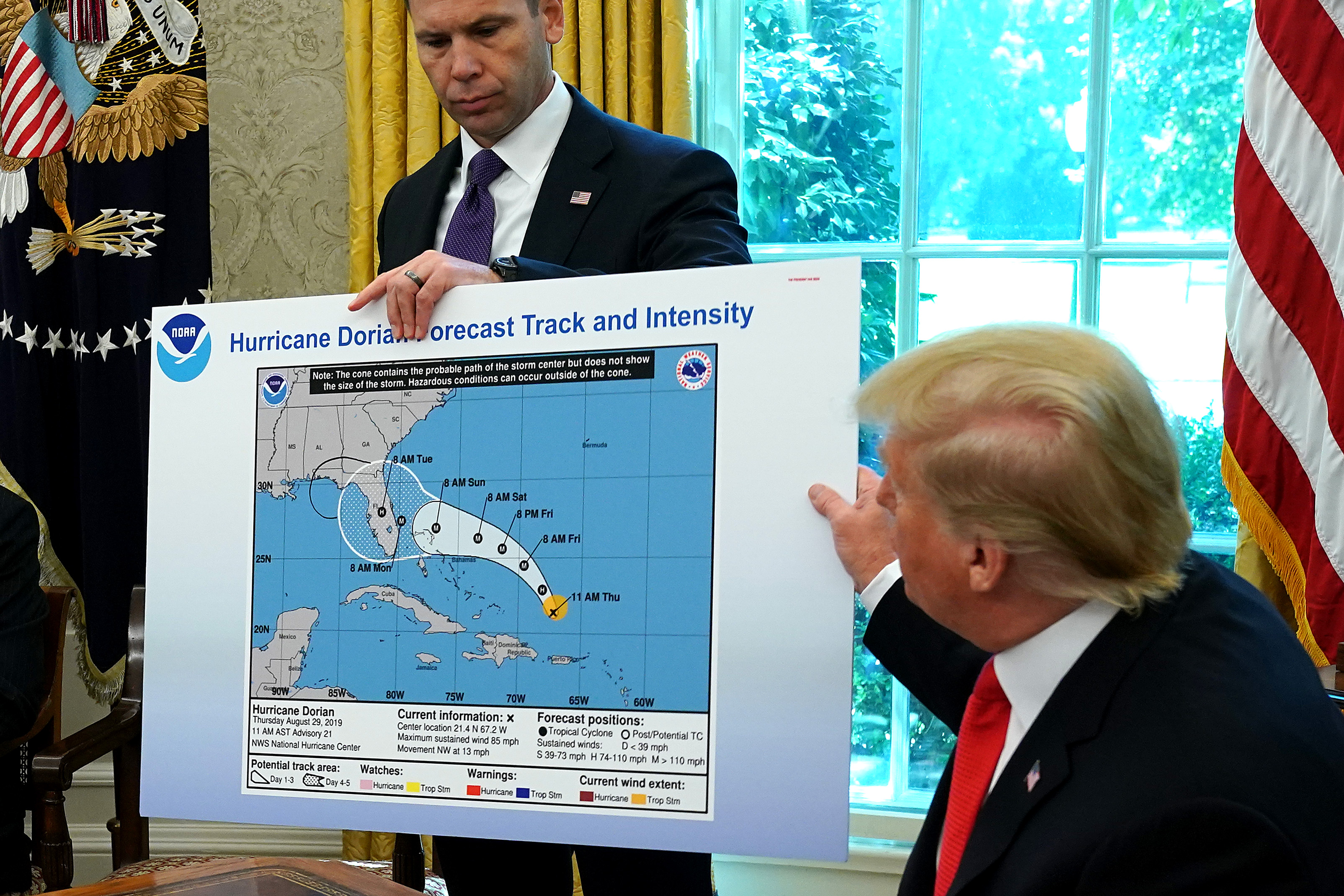 President Trump Receives Briefing On Hurricane Dorian At White House