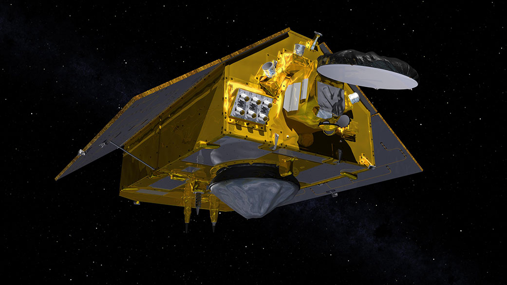 This illustration shows the rear of the Sentinel-6 Michael Freilich spacecraft in orbit above Earth with its deployable solar panels extended. As the world’s latest ocean-monitoring satellite, it is launching on Nov. 21, 2020, to collect the most accurate data yet on global sea level and how our oceans are rising in response to climate change.&nbsp;