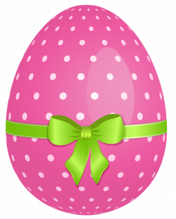 Pink Dotted Easter Egg with Green Bow PNG Clipart | Gallery ...