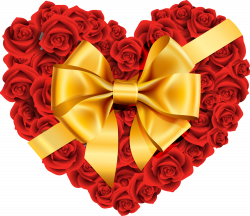 Large Rose Heart with Gold Bow PNG Clipart | 121 ღ✿❤♥❤✿ღ ...