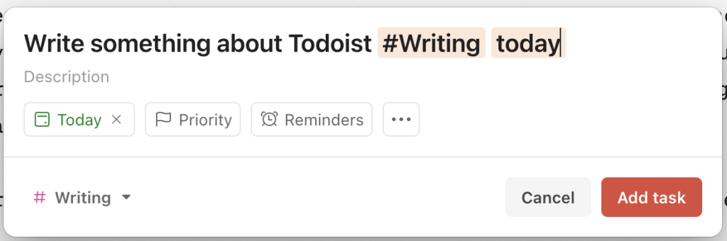 Todoist modal