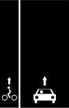 Oneway cycle lane left only.svg