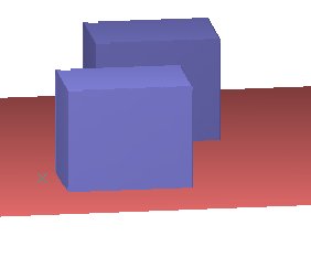 Two boxes rendered with OpenGL (Note that the color of the two front faces is the same even though one is farther away.)