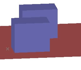 Two boxes rendered with OpenGL (Note that the color of the two front faces is the same even though one is farther away.)