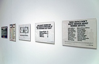 Works of the 'Guerrilla Girls' in an exhibition in the Museum of Modern Art, Manhattan, New York