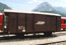 Small covered van on the RhB in Switzerland