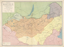 Outer Mongolia in 1914, shown in orange