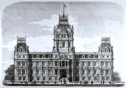 Ayuntamiento de Montreal (diseño original). Reconstruido después del incendio de 1922 en estilo Beaux-Arts