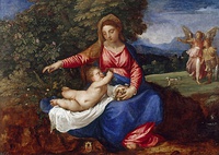 Titian, Madonna and Child in a Landscape with Tobias and the Angel, 1535–1540