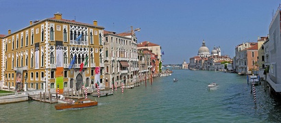 The Grand Canal from Ponte dell'Accademia; in the foreground Palazzo Cavalli-Franchetti, in the distance Santa Maria della Salute