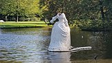 Some of the sculptures visible in Westerpark: Untitled ("Bolbewoners") by Herman Makkink (2003), The Bruidsjurk (wedding dress) by Patchwork (2004), the Man on a stool (Man op kruk) by Ronald Tolman (1986), Untitled by Michiel Schierbeek (1986)