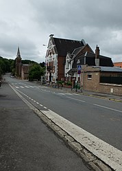 The town hall and church of Saint-Léger