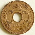 1935 East African 5 cent coin obverse