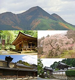 Clockwise from top: Mount Nukai, Murō-ji, Matabei Sakura, Matsuyama, and Ōno-ji